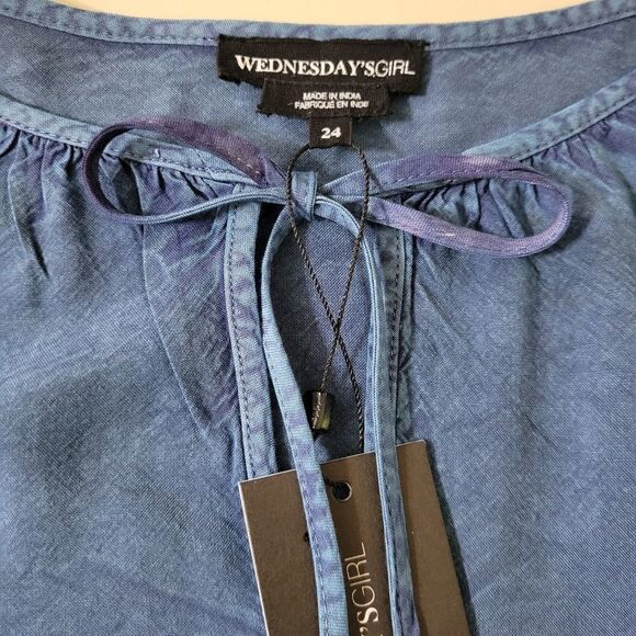 Wednesday's Girl Women's Tiered Blue Peasant Dress - Picture 7 of 16